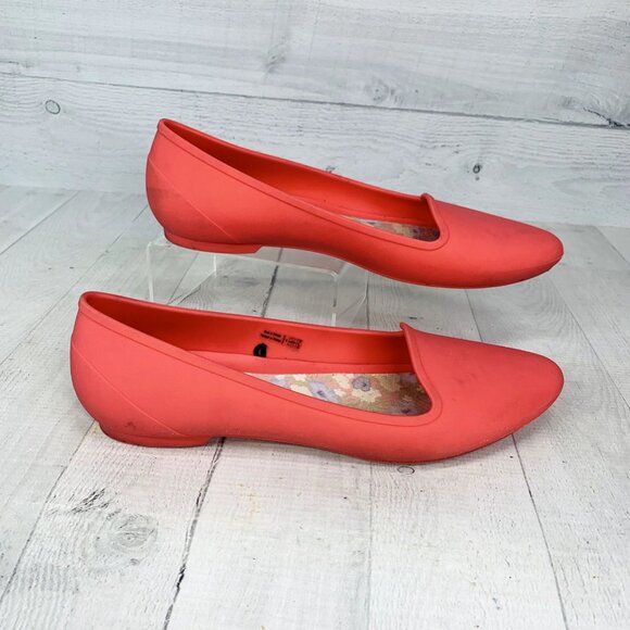 Crocs Women's Eve Flat Iconic Comfort Coral Pink Croslite Loafer Size 8 - Picture 7 of 12